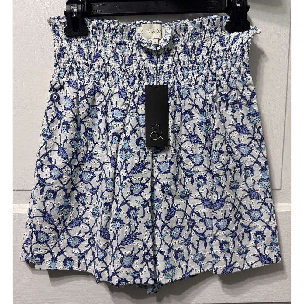 NWT Sachin Babi Blue Floral Eyelet “Millie Vine” Top & Shorts Set Size S - Picture 2 of 13